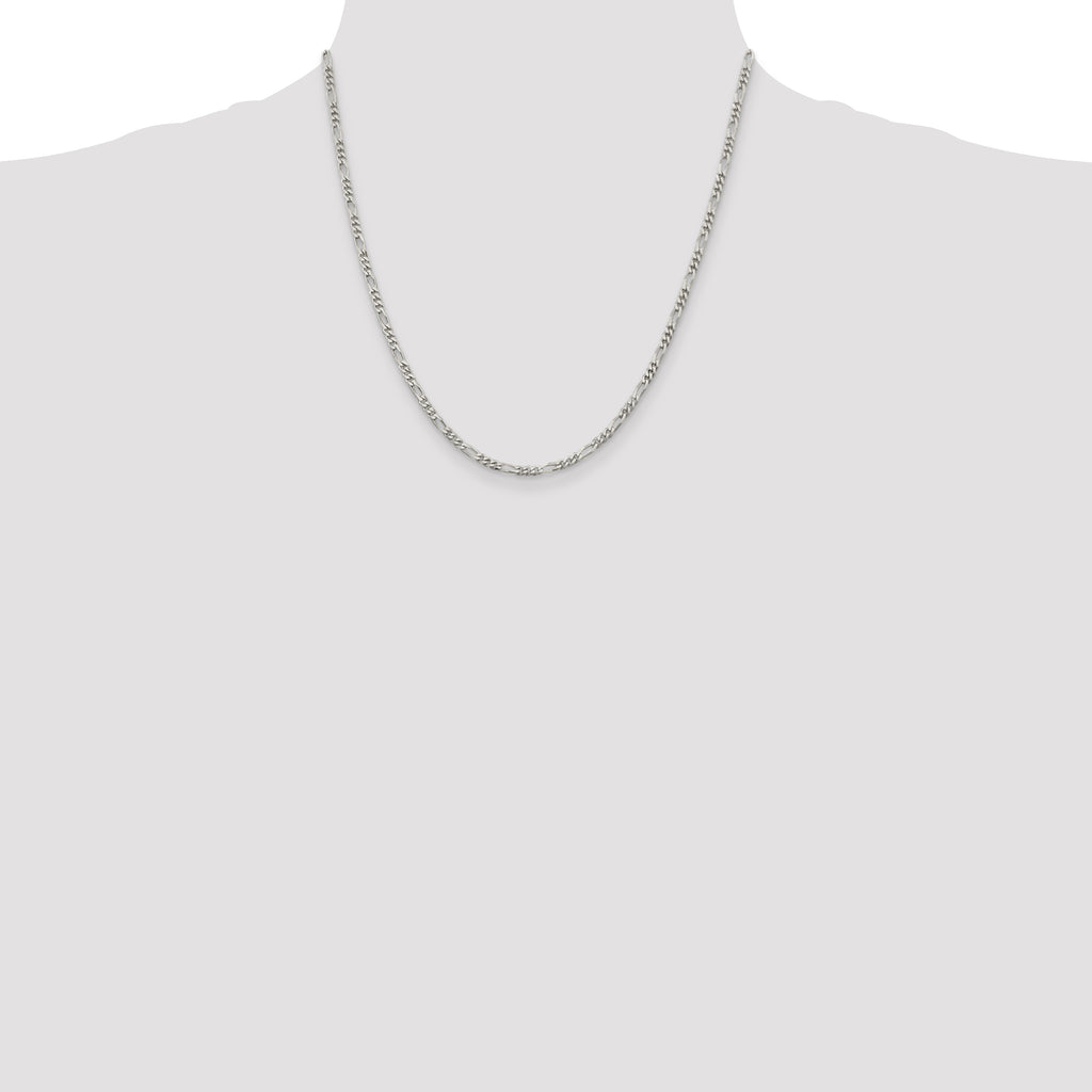 Sterling Silver 2.85mm Figaro Chain Anklet