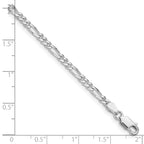 Sterling Silver Rhodium-plated 2.85mm Figaro Chain Anklet