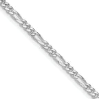 Sterling Silver Rhodium-plated 2.85mm Figaro Chain