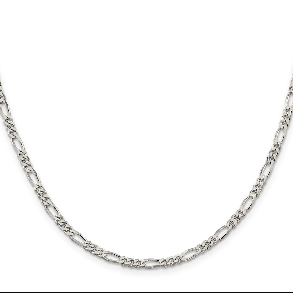 Sterling Silver Rhodium-plated 3.5mm Figaro Chain