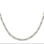 Sterling Silver Rhodium-plated 3.5mm Figaro Chain