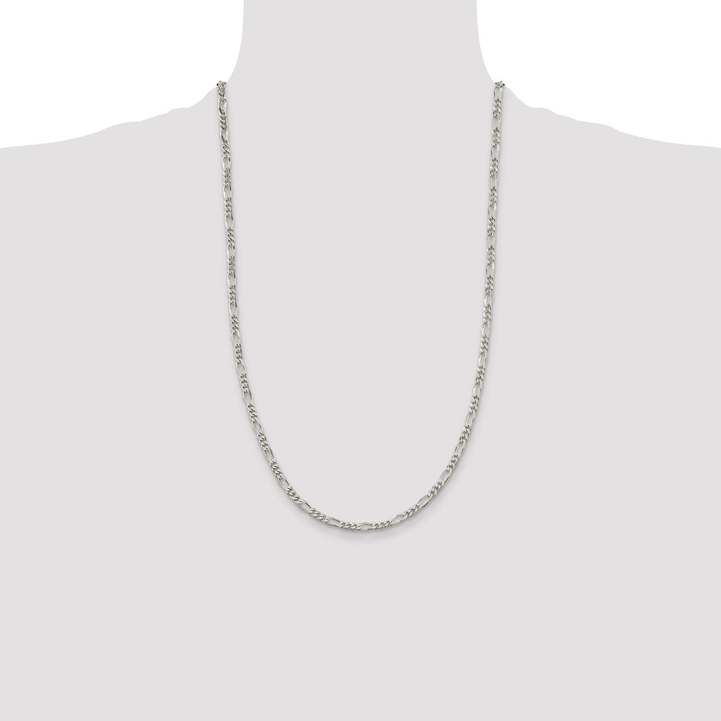 Sterling Silver Rhodium-plated 3.5mm Figaro Chain
