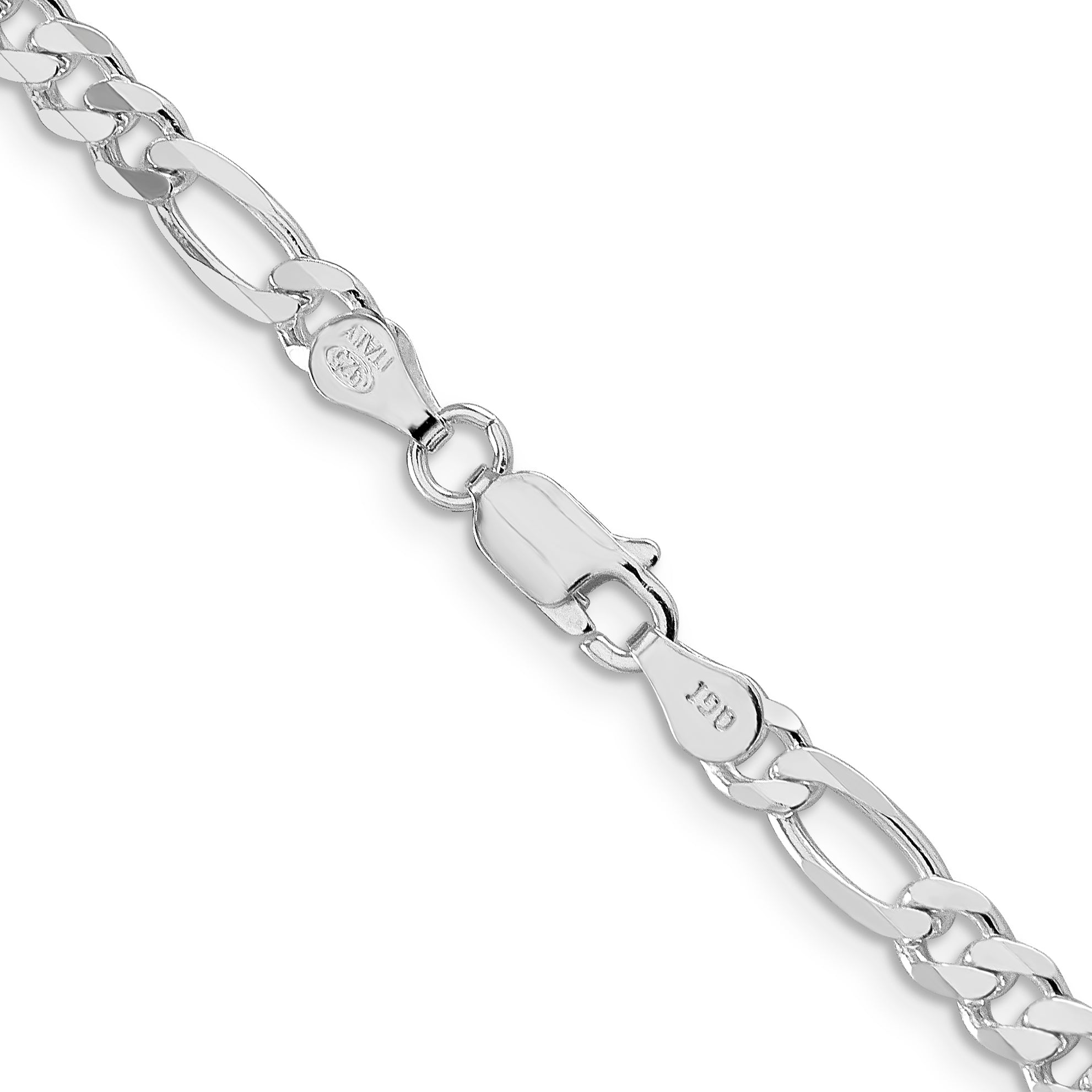 Sterling Silver Rhodium-Plated Figaro Chain Necklace 4.5mm