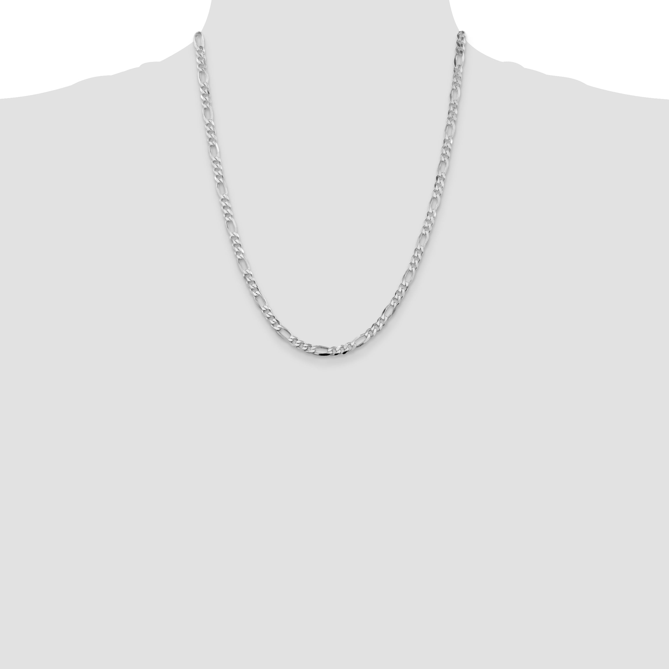 Sterling Silver Rhodium-Plated Figaro Chain Necklace 4.5mm