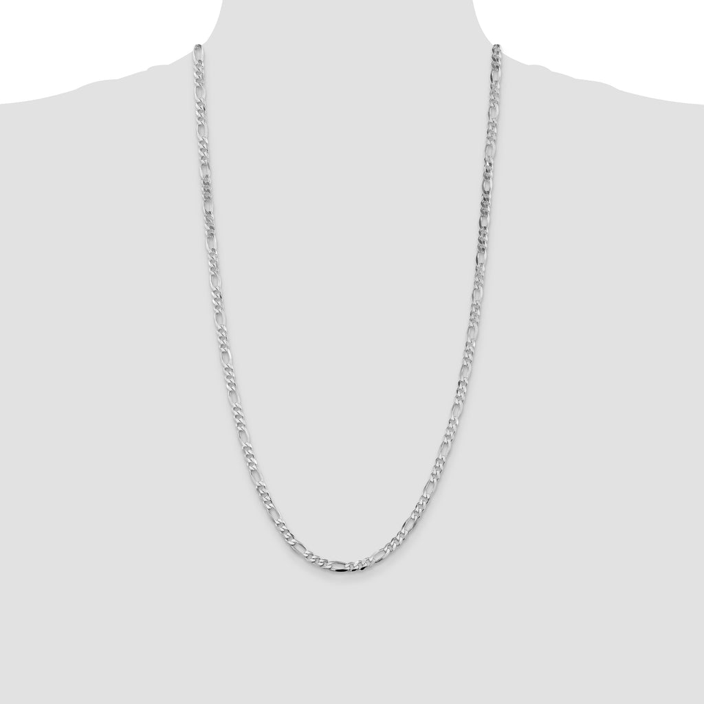 Sterling Silver Rhodium-plated 4.5mm Figaro Chain