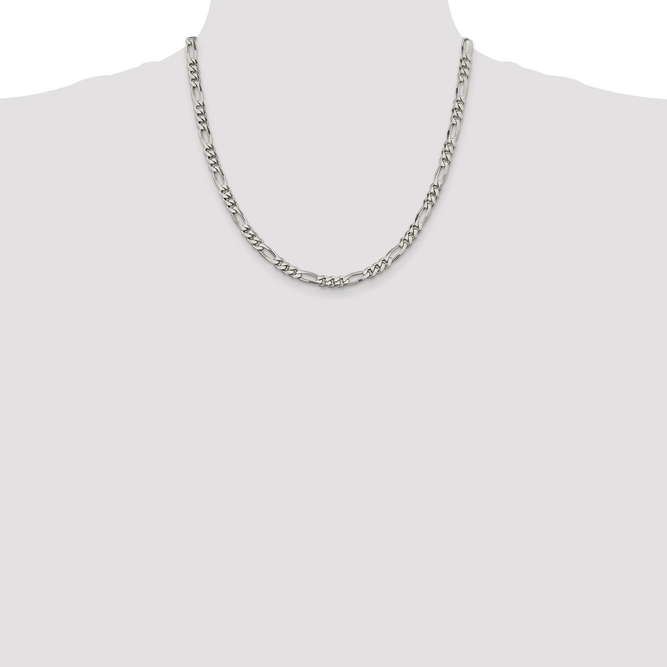 Sterling Silver Figaro Chain Necklace 5.5mm
