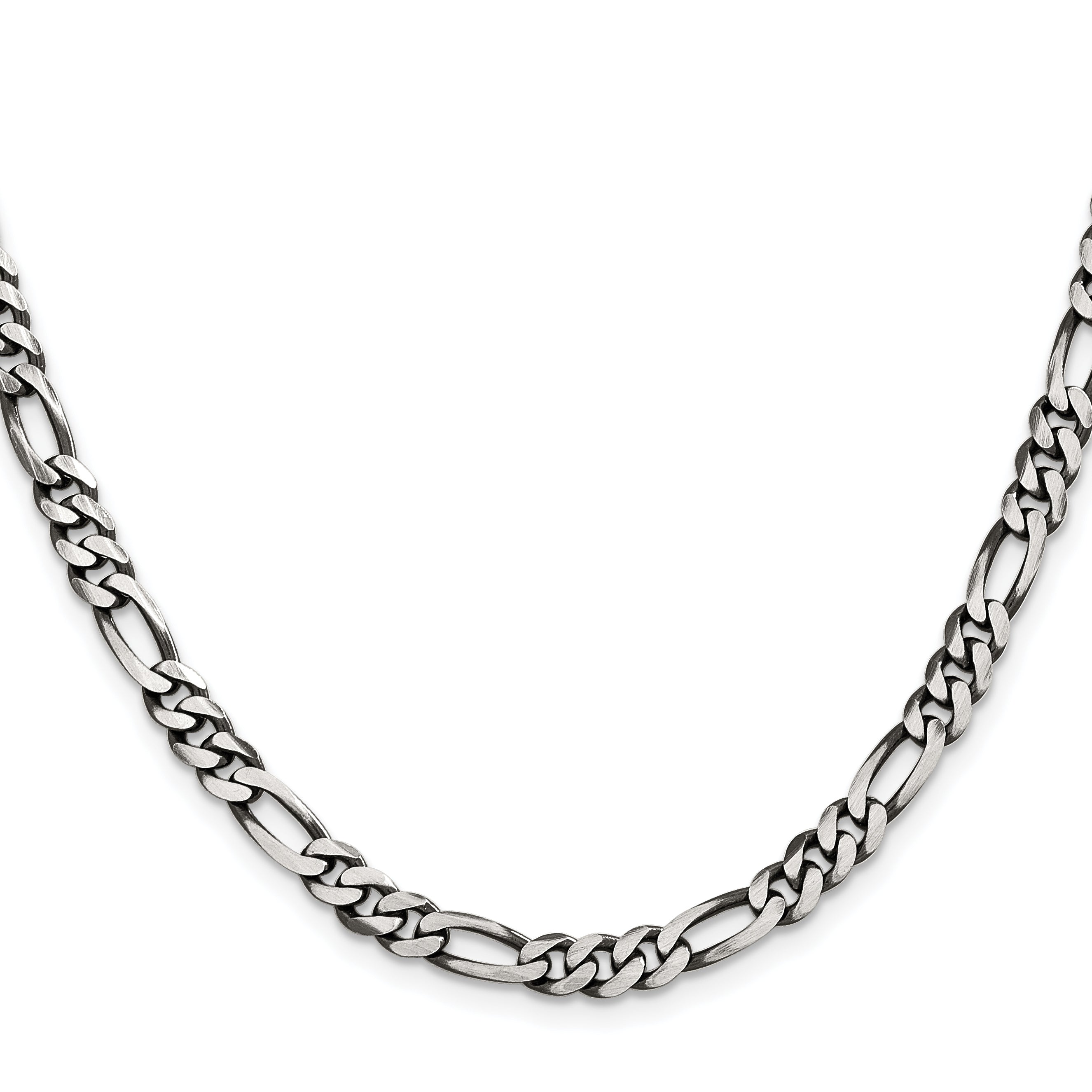 Sterling Silver Antiqued Figaro Chain Necklace 5.5mm Secondary image