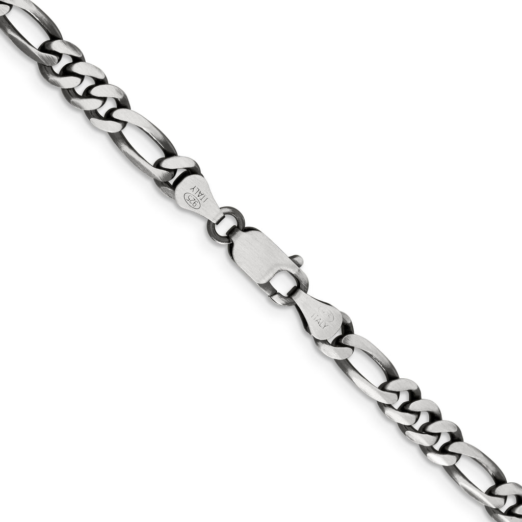 Sterling Silver Antiqued Figaro Chain Necklace 5.5mm