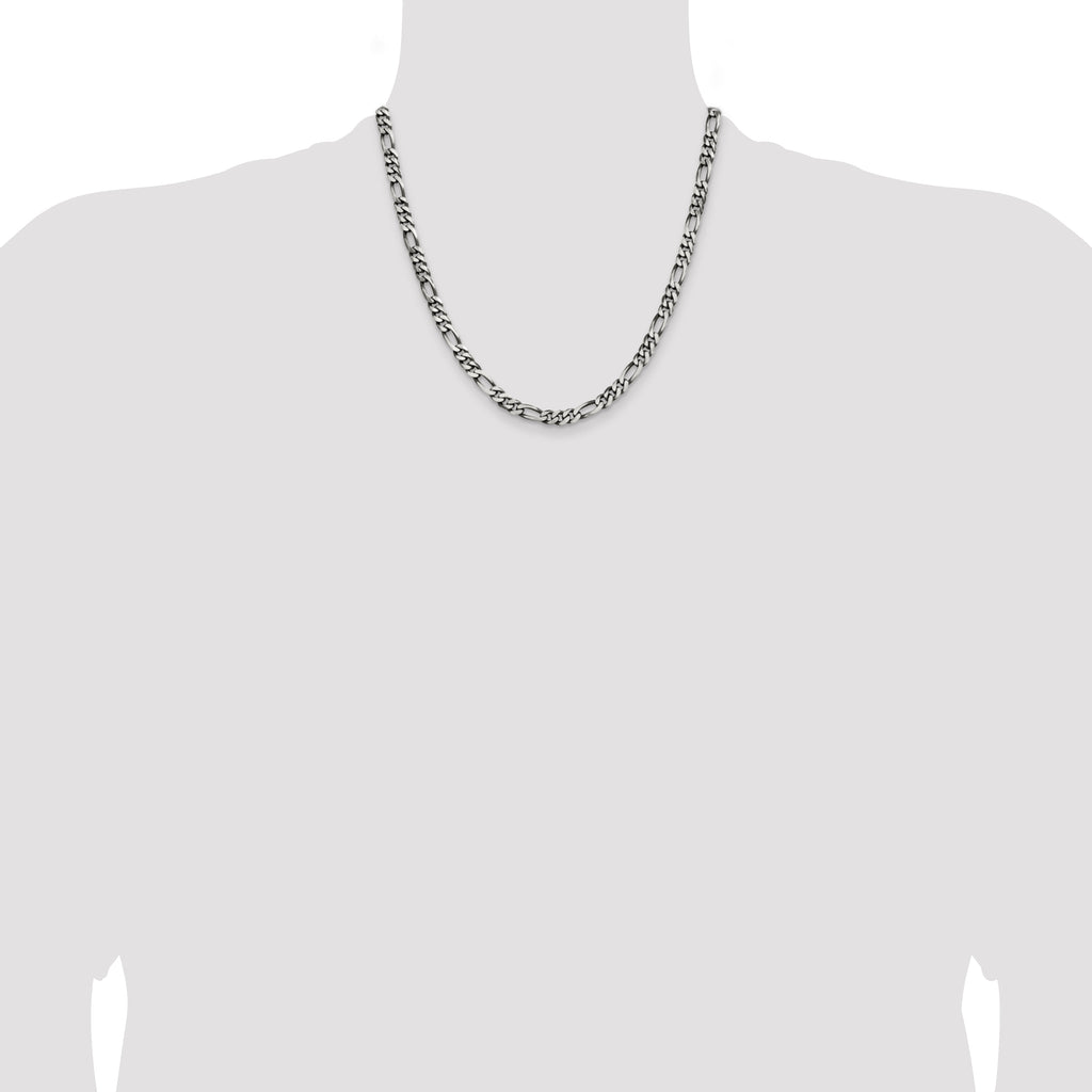 Sterling Silver Antiqued 5.5mm Figaro Chain