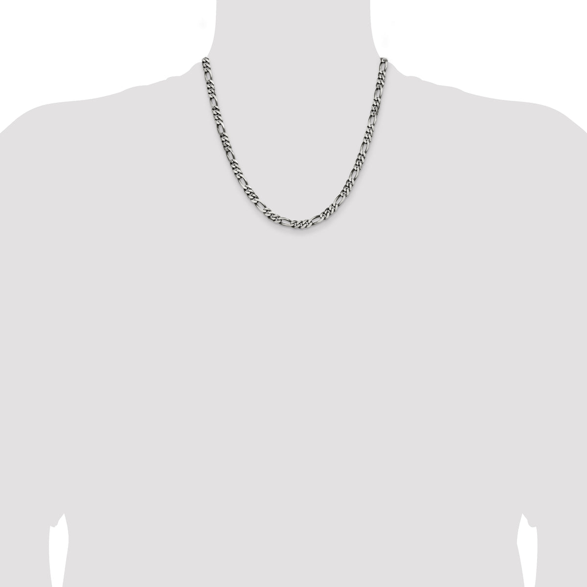 Sterling Silver Antiqued 5.5mm Figaro Chain