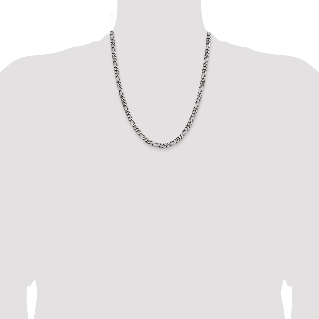 Sterling Silver Antiqued Figaro Chain Necklace 5.5mm