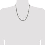 Sterling Silver Antiqued Figaro Chain Necklace 5.5mm