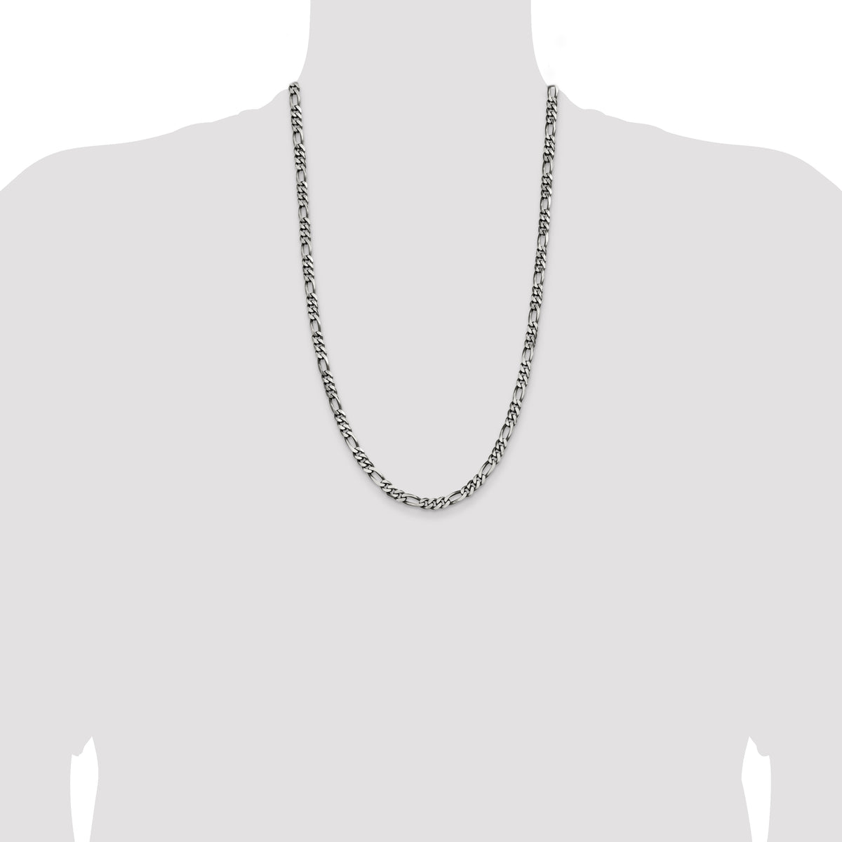 Sterling Silver Antiqued 5.5mm Figaro Chain