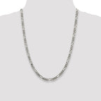 Sterling Silver Rhodium-plated 5.25mm Figaro Chain