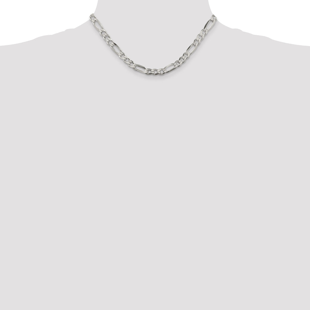 Sterling Silver Figaro Chain Necklace 6.75mm