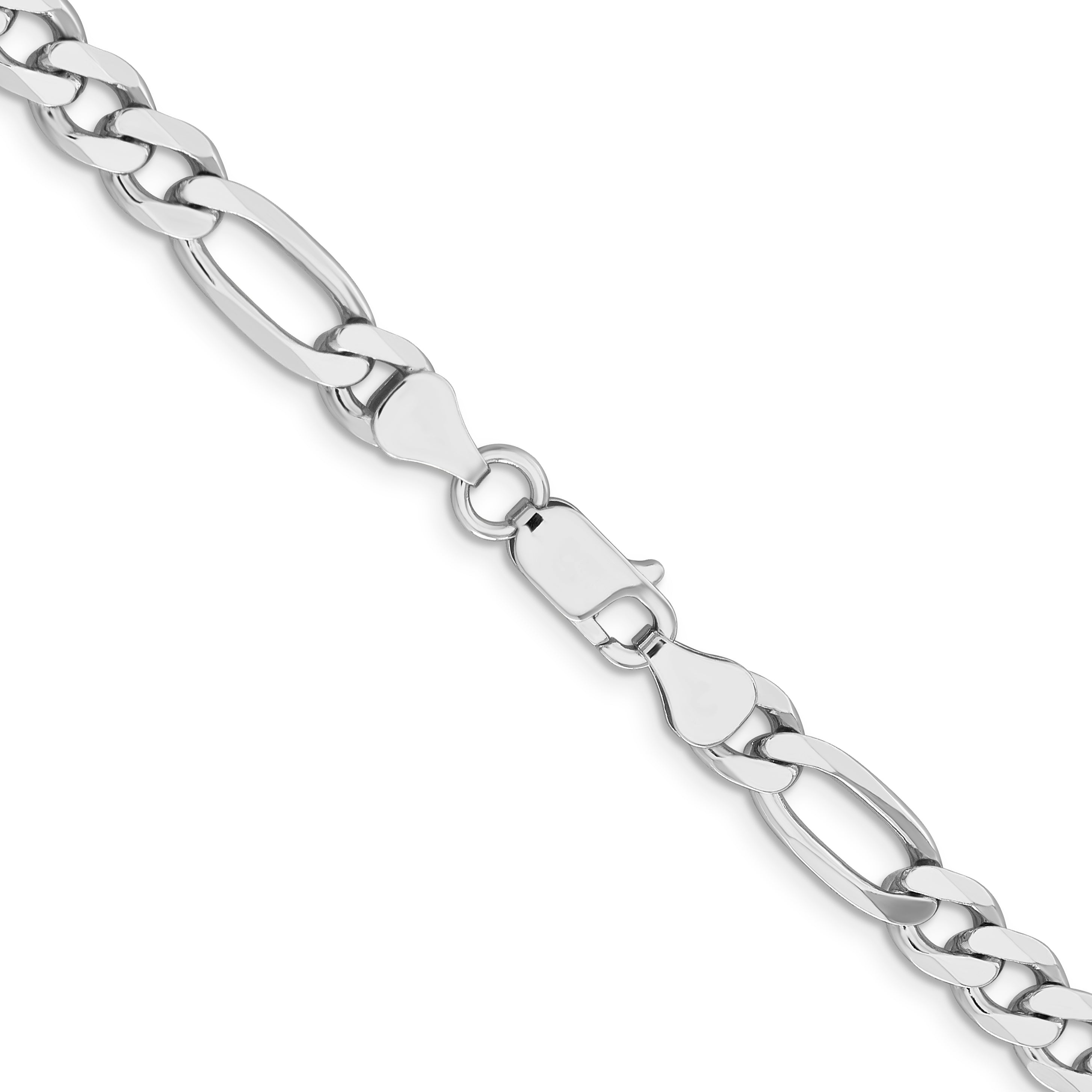 Sterling Silver Rhodium-plated 6.5mm Figaro Chain