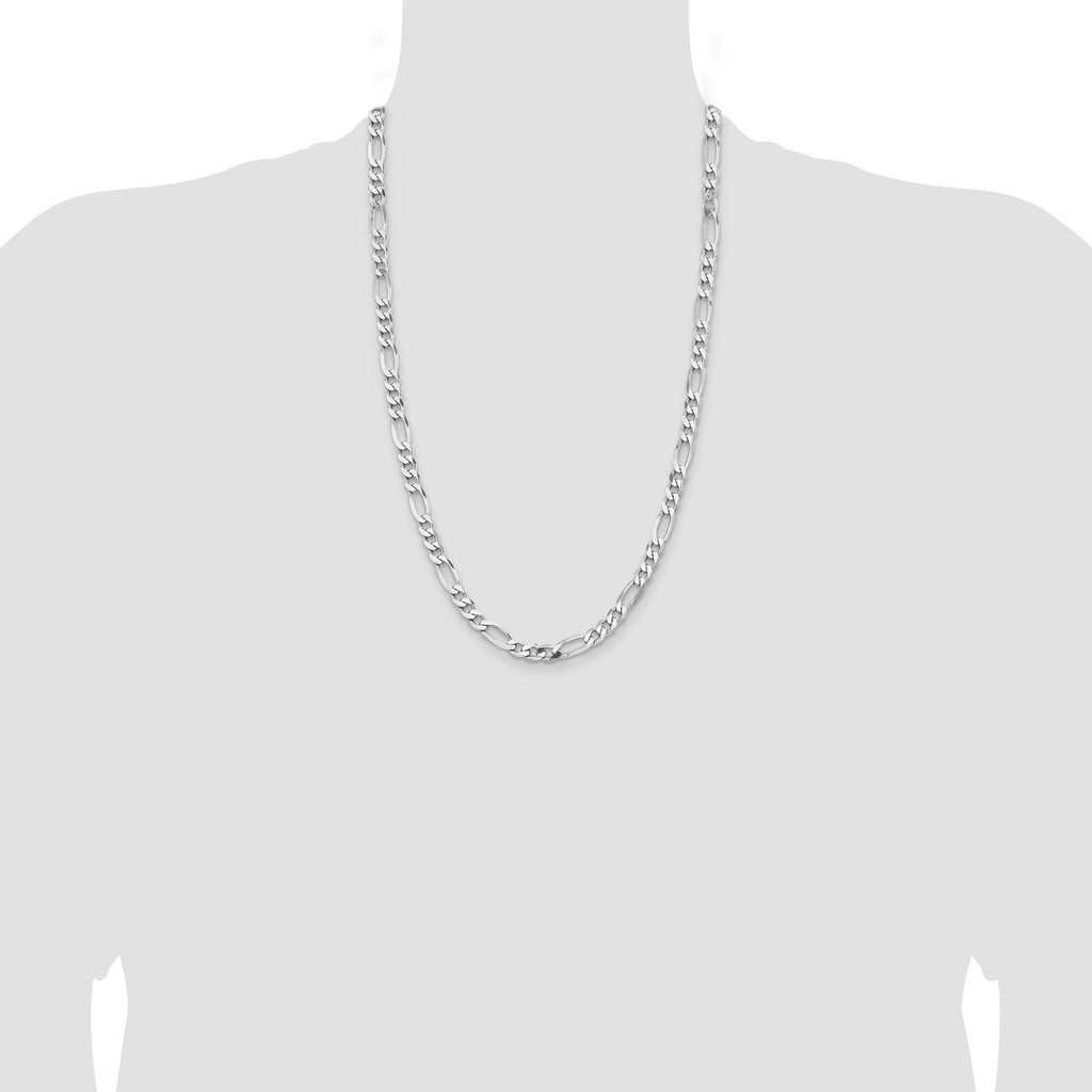 Sterling Silver Rhodium-plated 6.5mm Figaro Chain