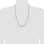 Sterling Silver Rhodium-plated 6.5mm Figaro Chain