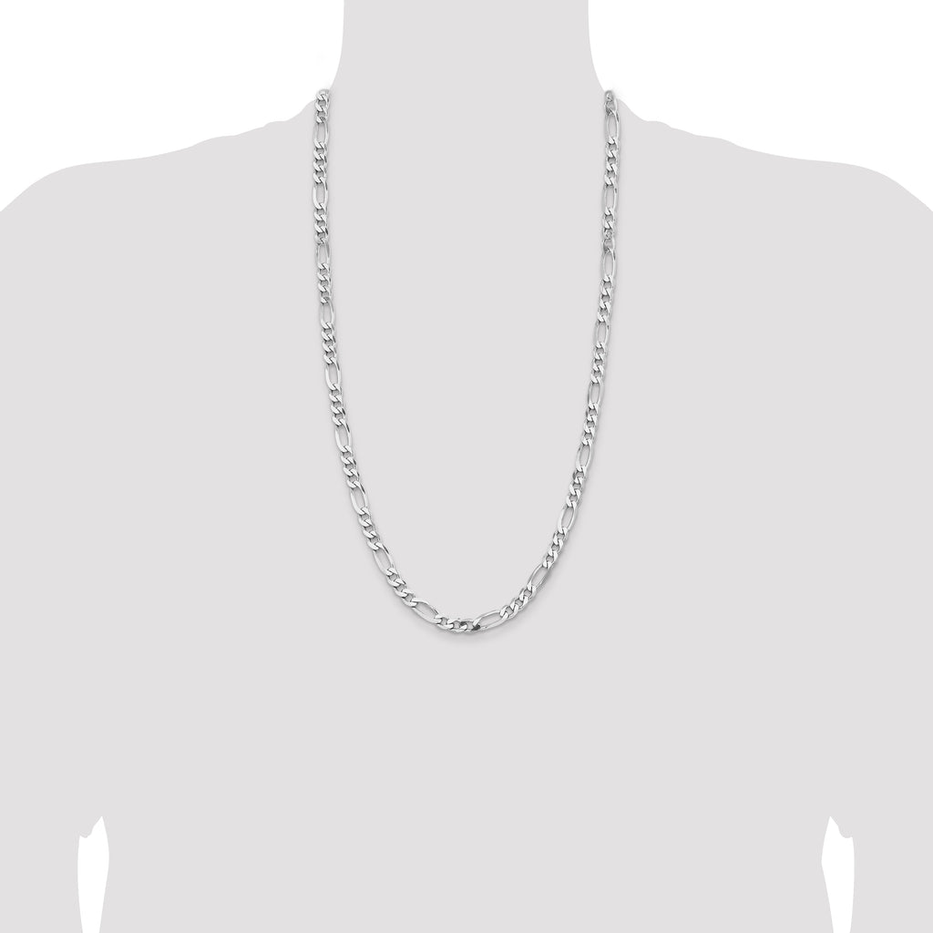 Sterling Silver Rhodium-plated 6.5mm Figaro Chain