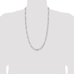 Sterling Silver Rhodium-plated 6.5mm Figaro Chain