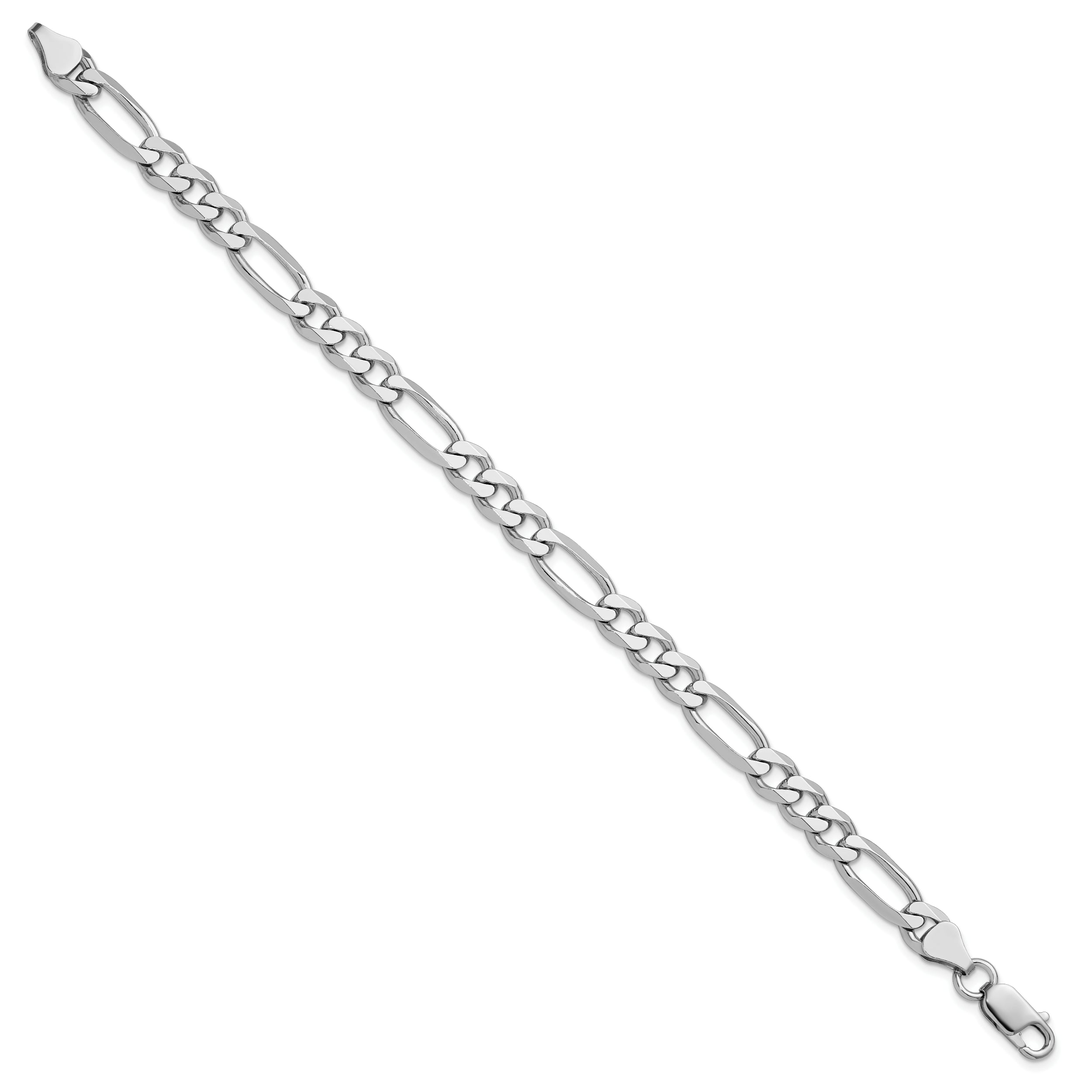 Sterling Silver Rhodium-plated 6.5mm Figaro Chain