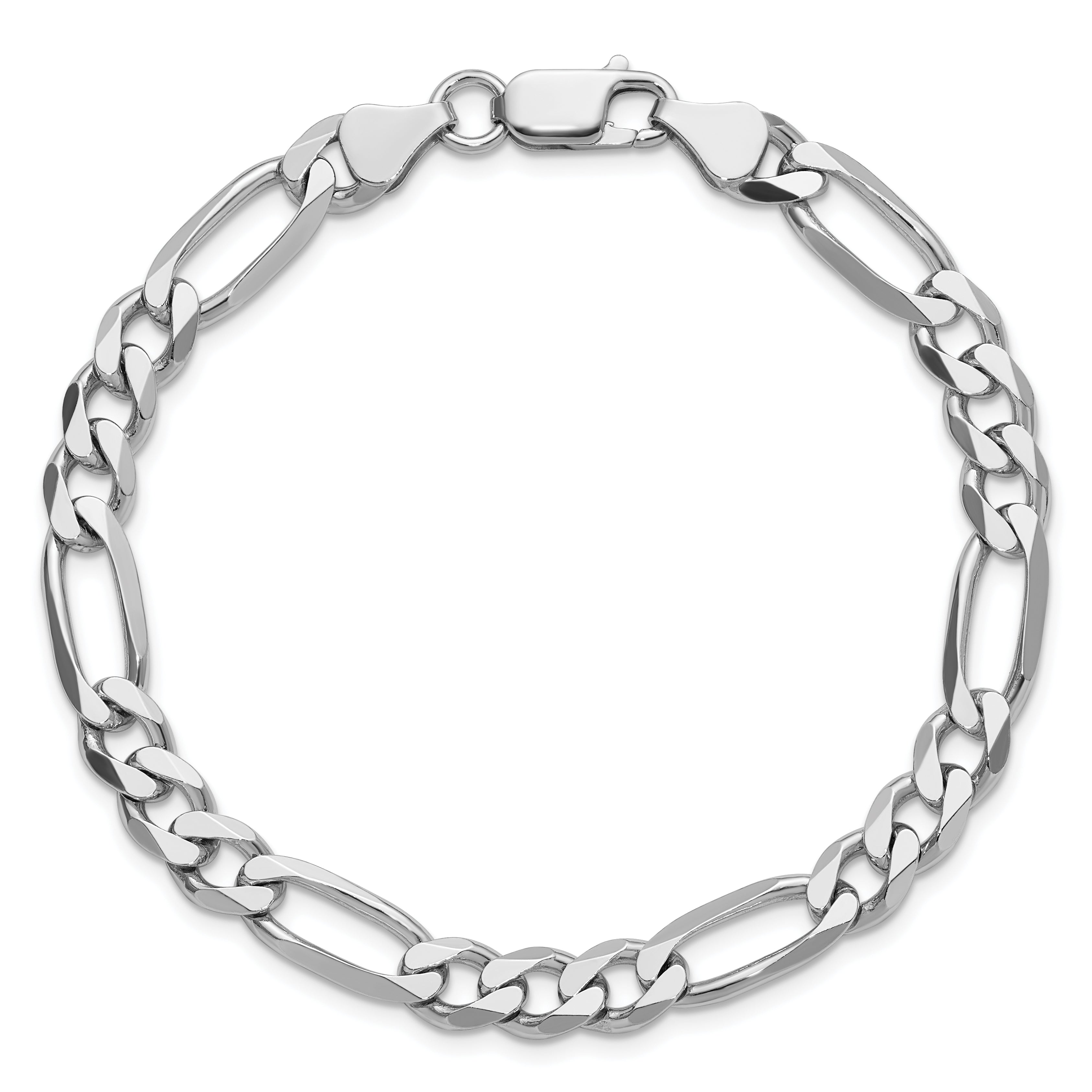 Sterling Silver Rhodium-plated 6.5mm Figaro Chain