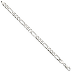 Sterling Silver Figaro Chain Necklace 7.5mm