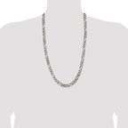 Sterling Silver Antiqued 7.5mm Figaro Chain