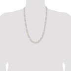 Sterling Silver Rhodium-plated 7.5mm Figaro Chain