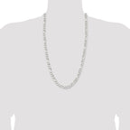 Sterling Silver Rhodium-plated 7.5mm Figaro Chain