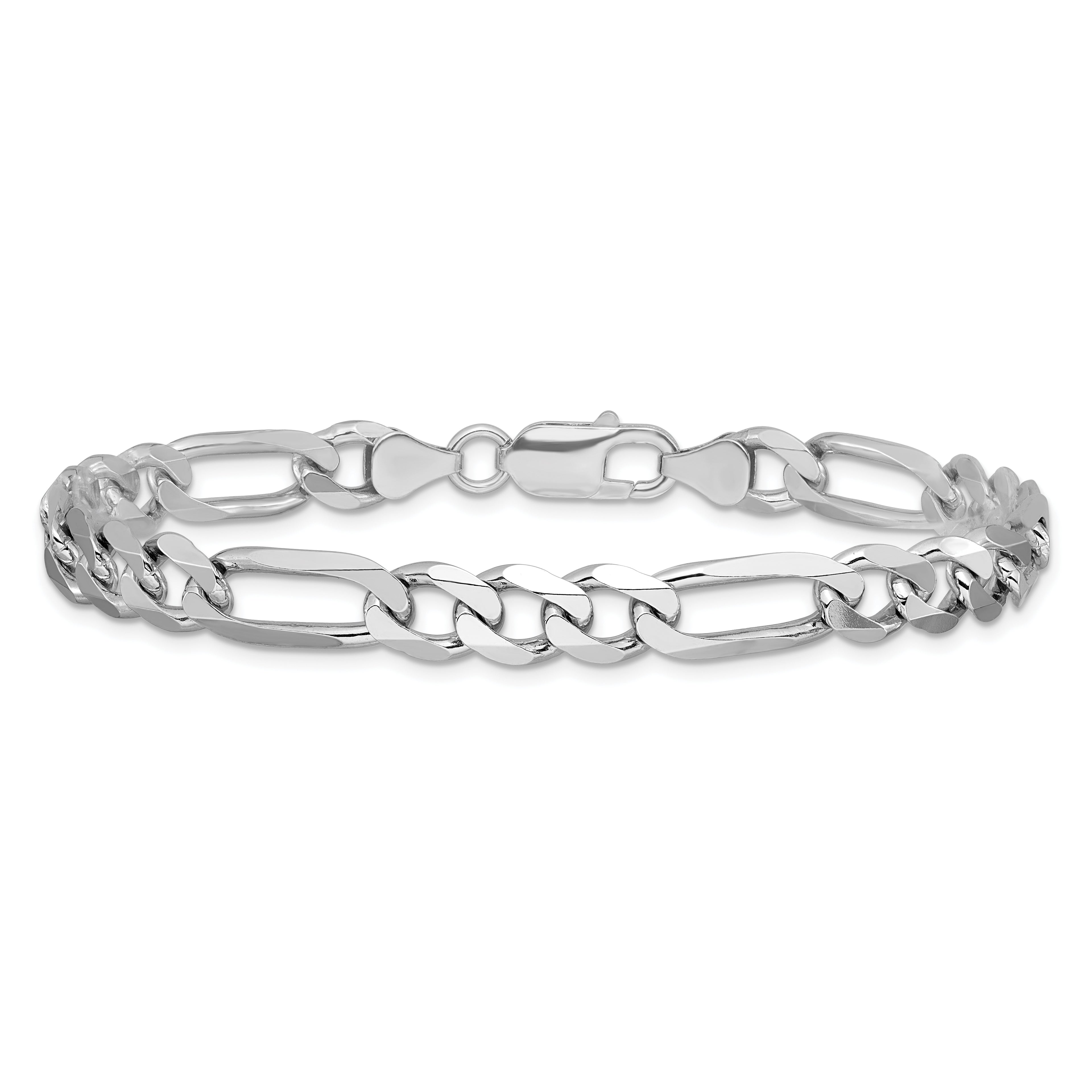 Sterling Silver Rhodium-plated 7.5mm Figaro Chain