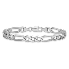 Sterling Silver Rhodium-plated 7.5mm Figaro Chain