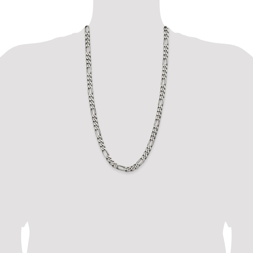 Sterling Silver Antiqued 7.75mm Figaro Chain
