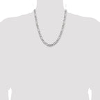 Sterling Silver Rhodium-plated 7.75mm Figaro Chain