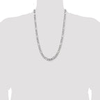Sterling Silver Rhodium-plated 7.75mm Figaro Chain