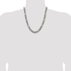 Sterling Silver Antiqued 9mm Figaro Chain