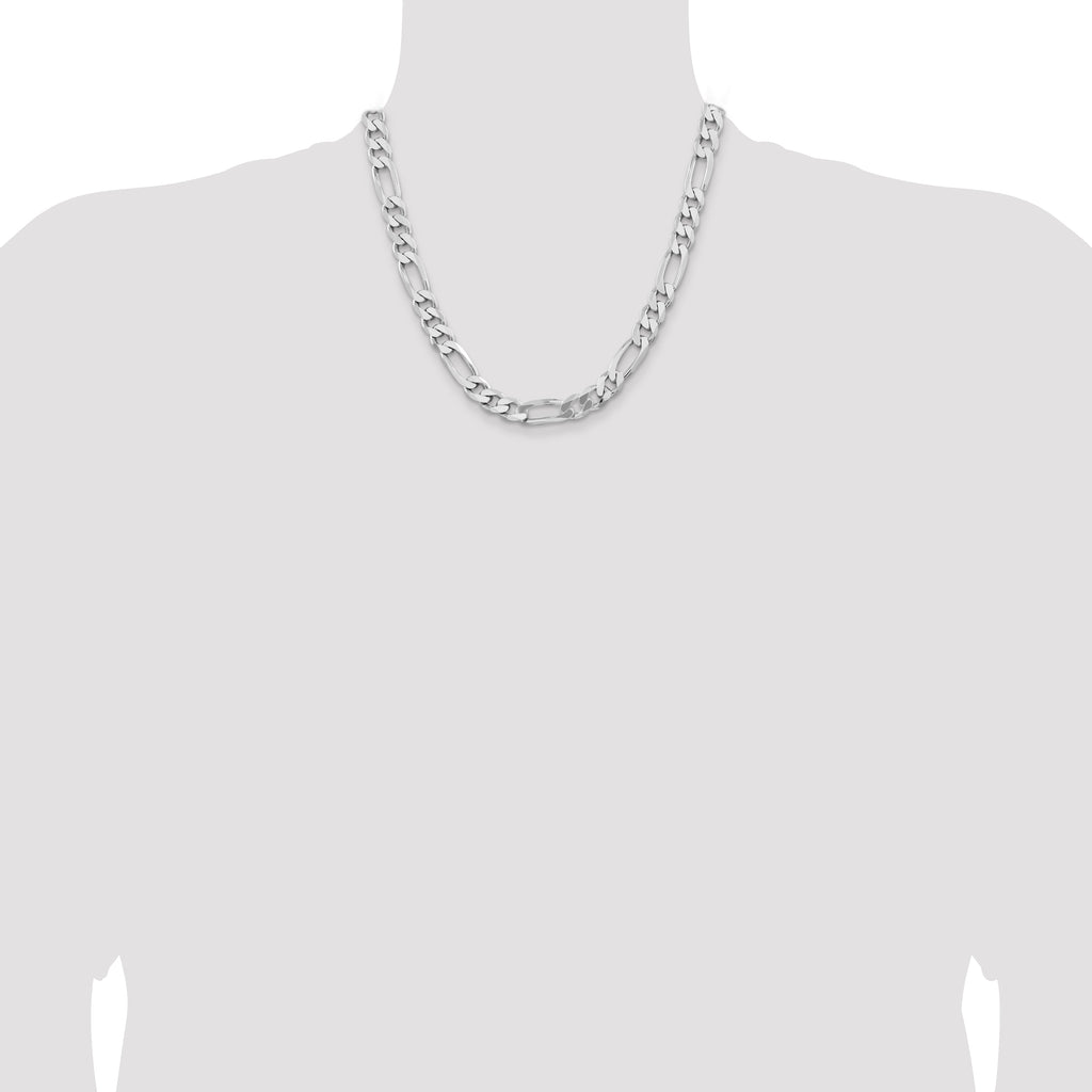 Sterling Silver Rhodium-plated 9mm Figaro Chain
