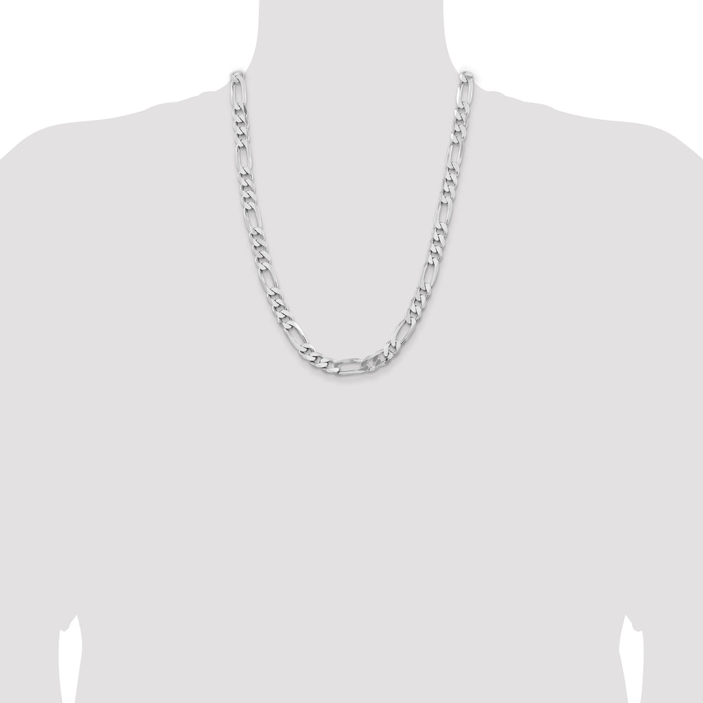 Sterling Silver Rhodium-plated 9mm Figaro Chain