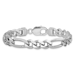 Sterling Silver Rhodium-plated 9mm Figaro Chain