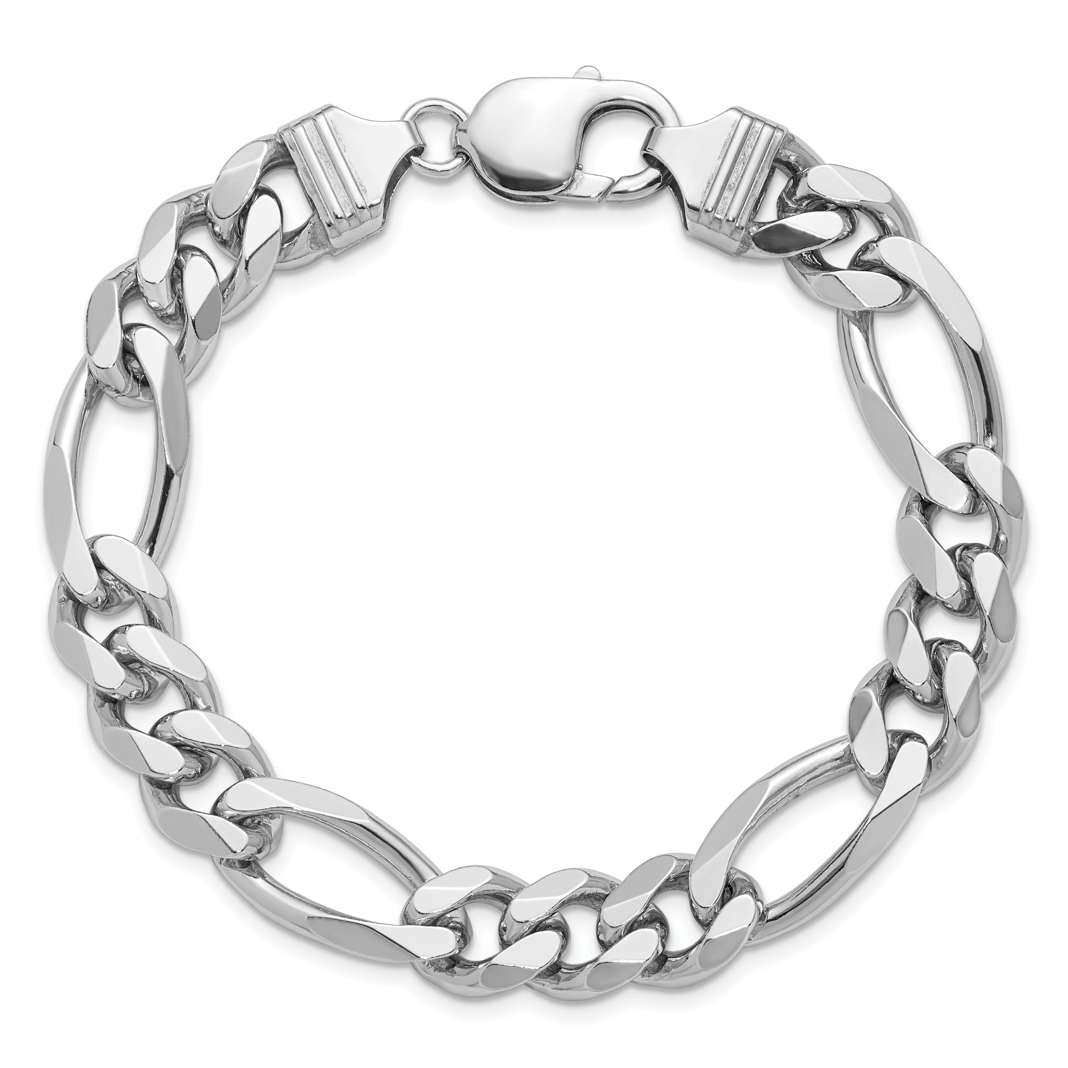 Sterling Silver Rhodium-plated 10.2mm Figaro Chain
