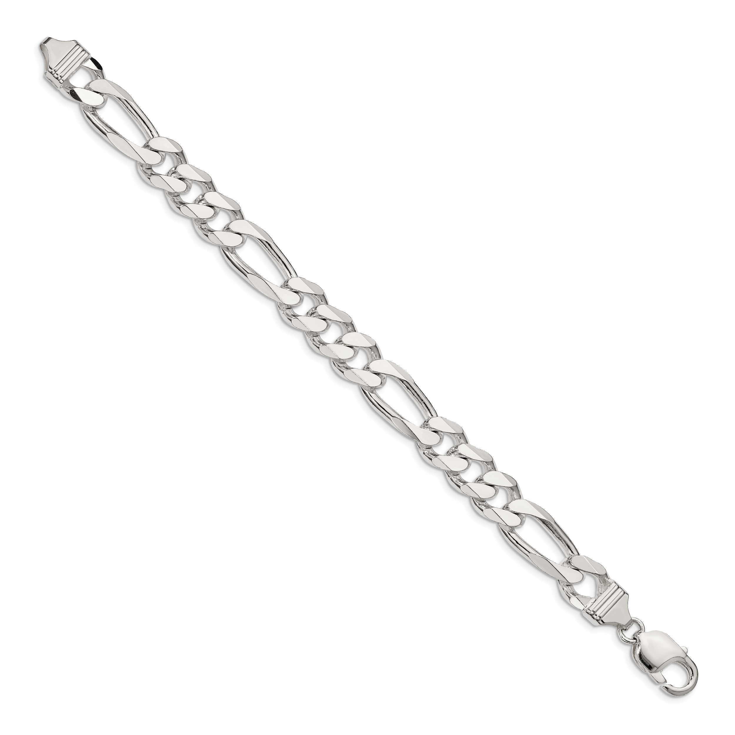 Figaro Chain Bracelet in Sterling Silver, 10.75mm Secondary image
