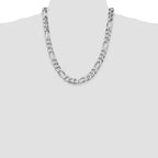 Sterling Silver Rhodium-plated 10.75mm Figaro Chain