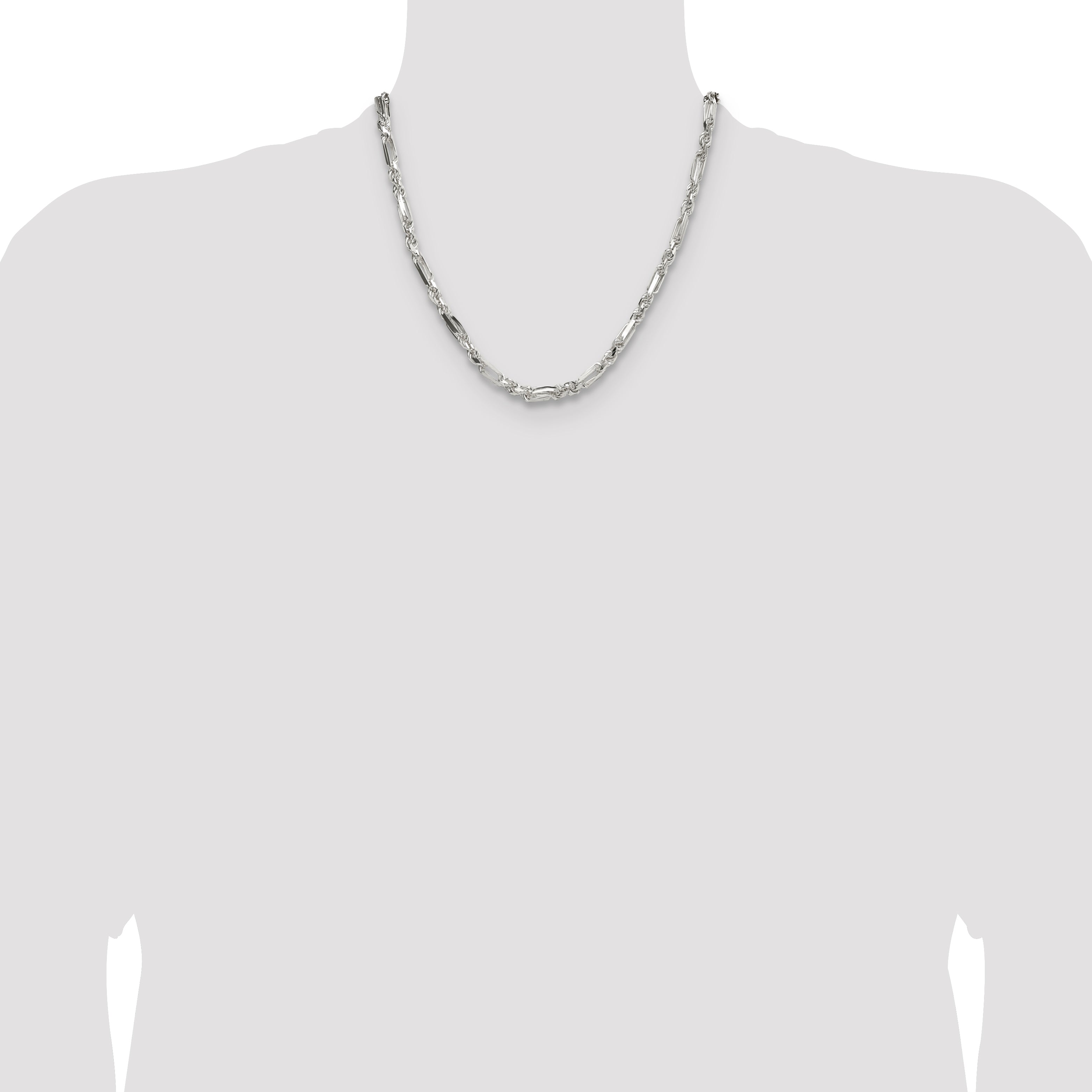 Sterling Silver 4.75mm D/C Figarope Chain