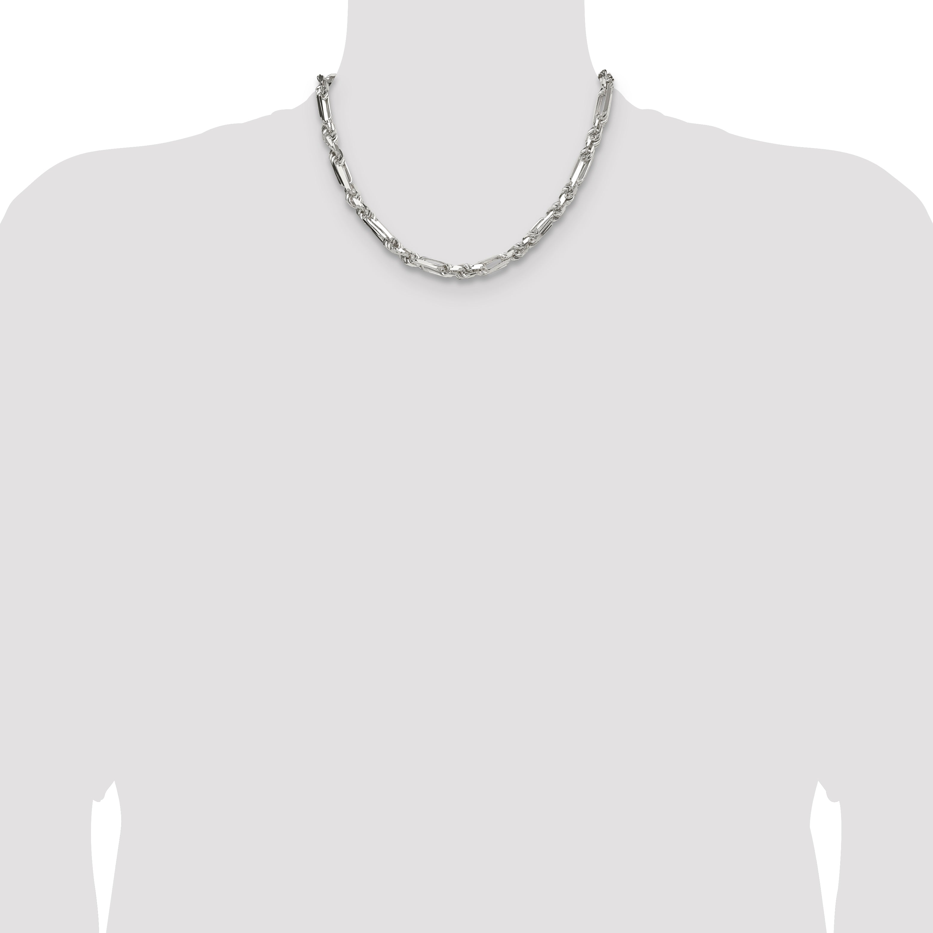 Sterling Silver 6mm D/C Figarope Chain