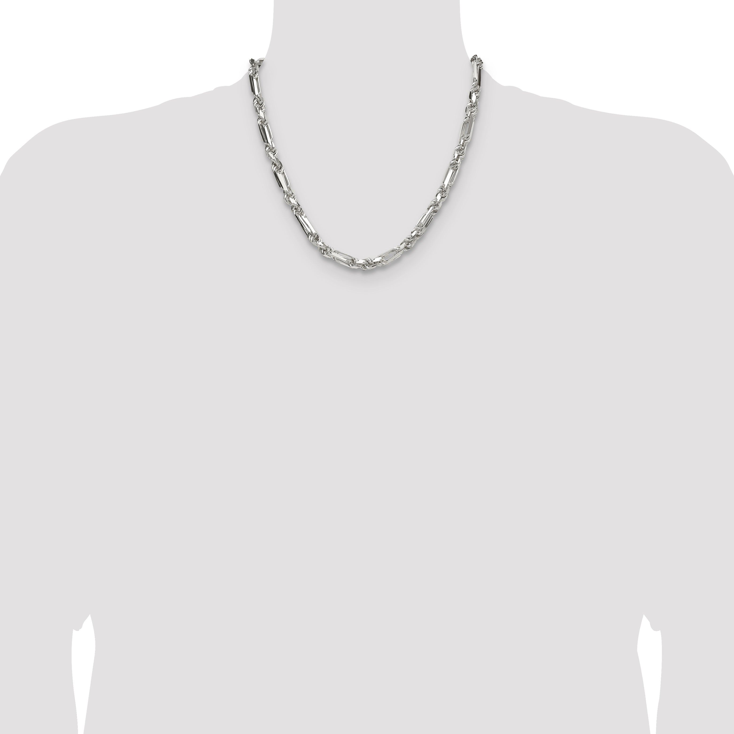 Sterling Silver 6mm D/C Figarope Chain