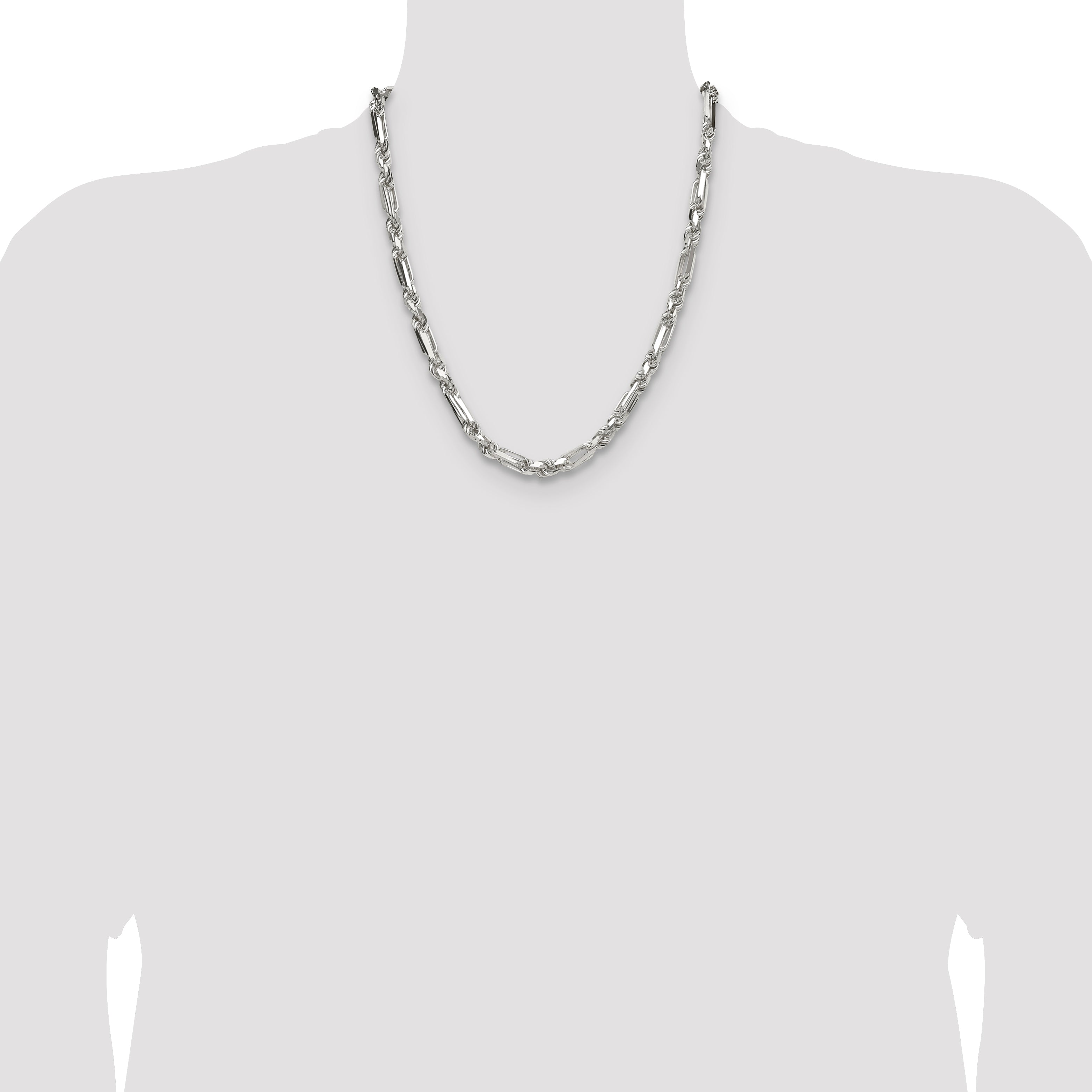 Sterling Silver 6mm D/C Figarope Chain