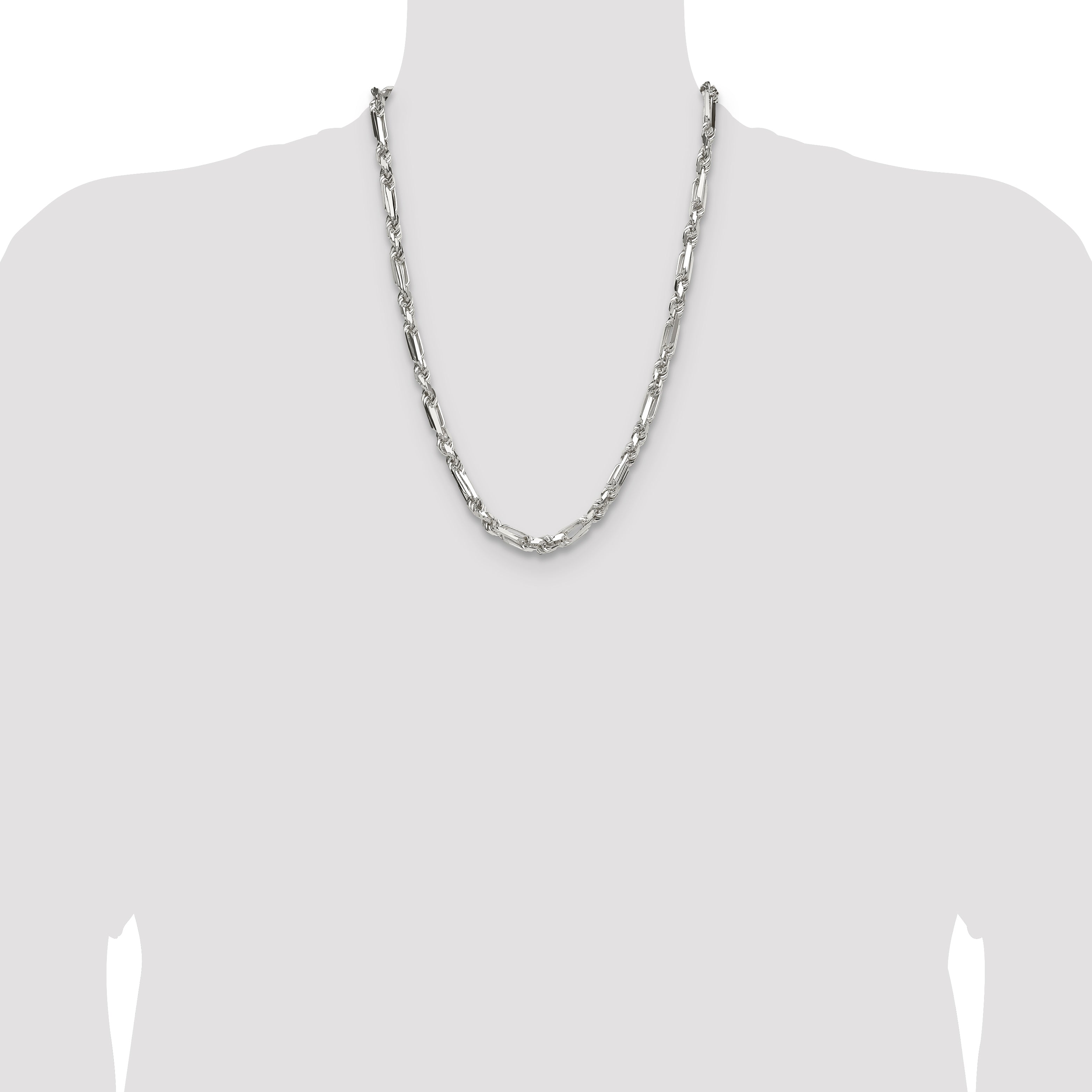 Sterling Silver 6mm D/C Figarope Chain