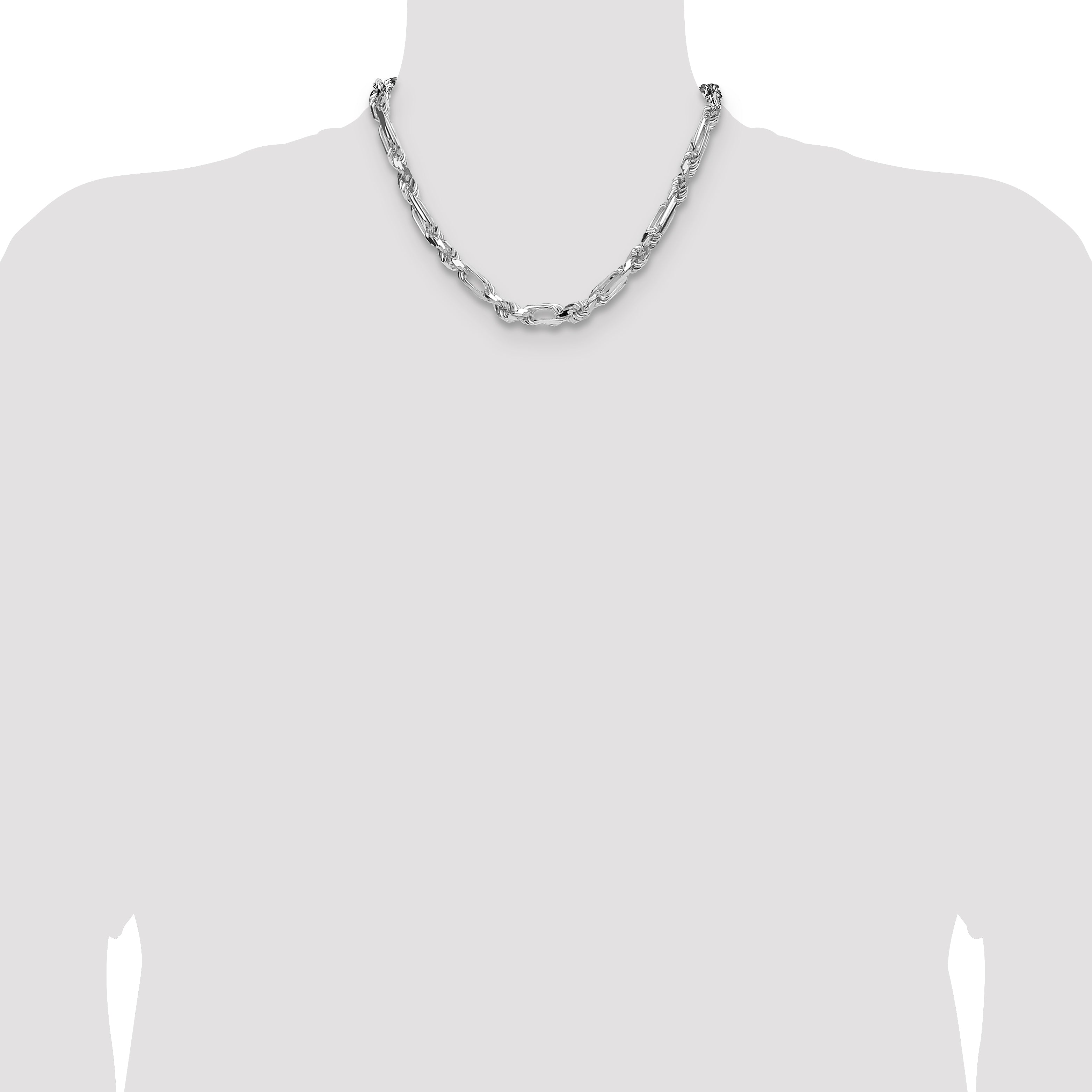 Sterling Silver 7mm D/C Figarope Chain