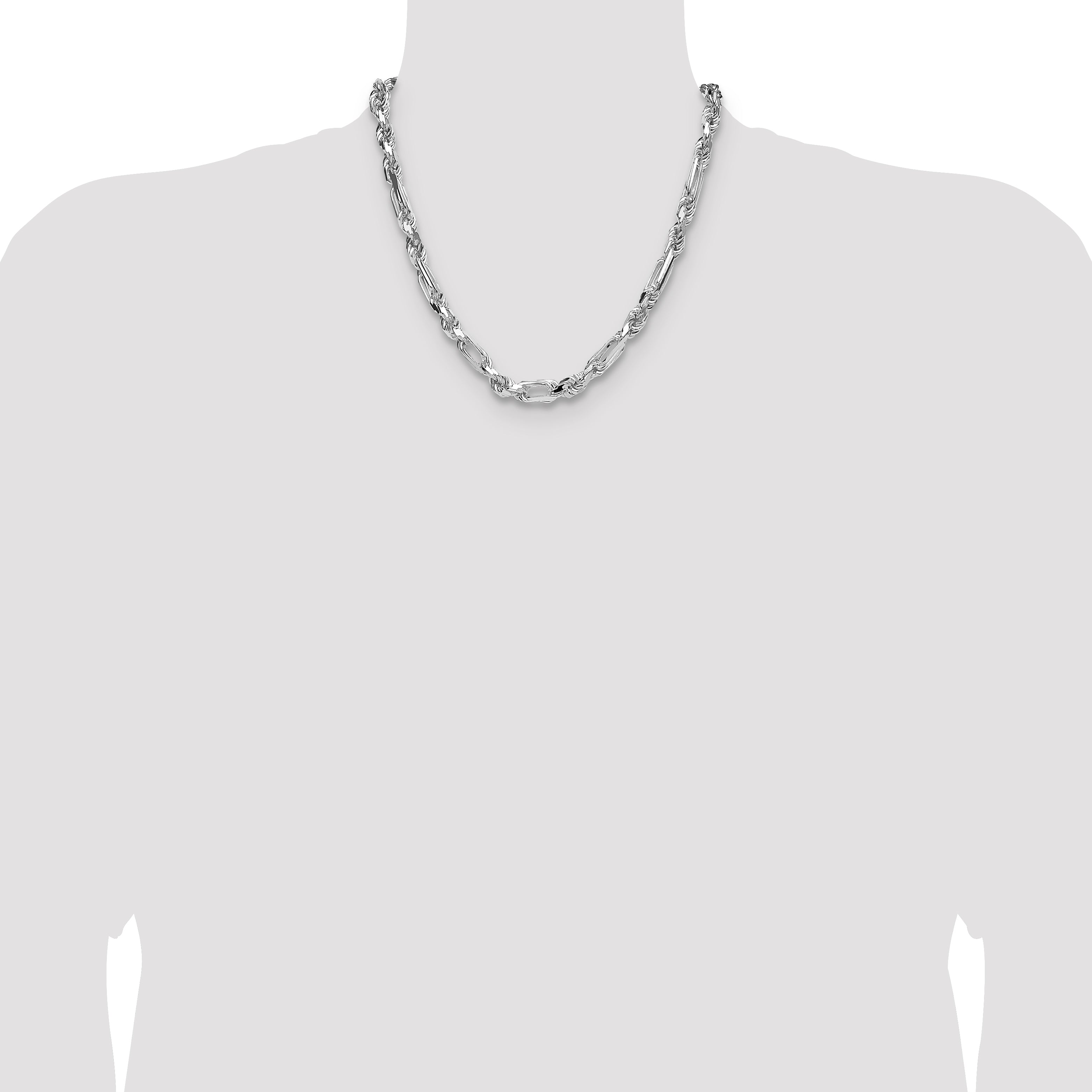 Sterling Silver 7mm D/C Figarope Chain