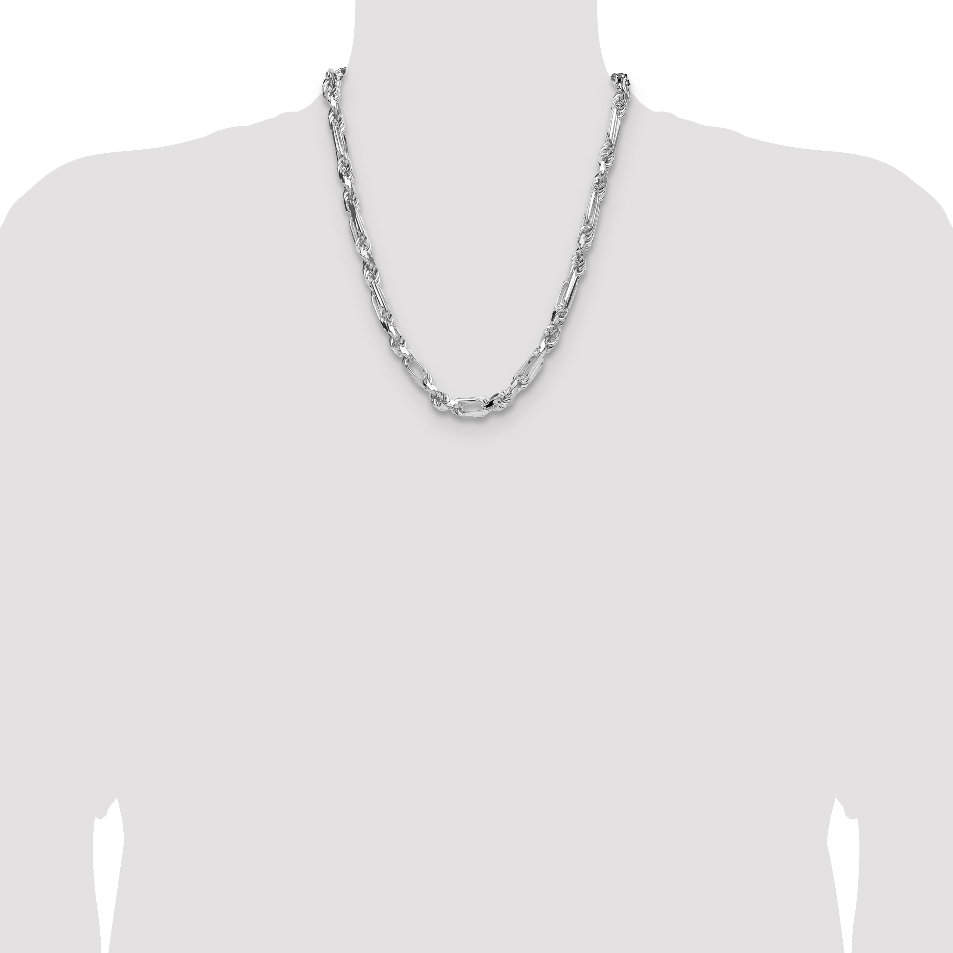 Sterling Silver 7mm D/C Figarope Chain